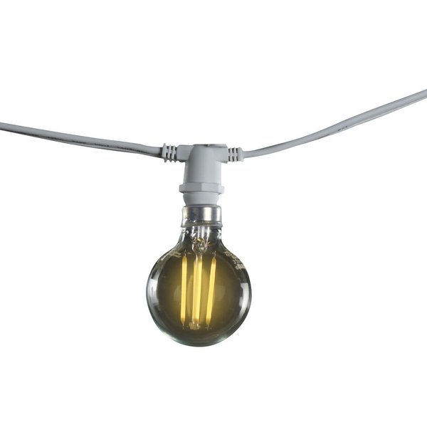 Bulbrite 25 ft, 15-Socket (E12) Decorative String Light Kit with Clear LED Globe (G16) Bulbs, 40W Equiv, Wht 810130